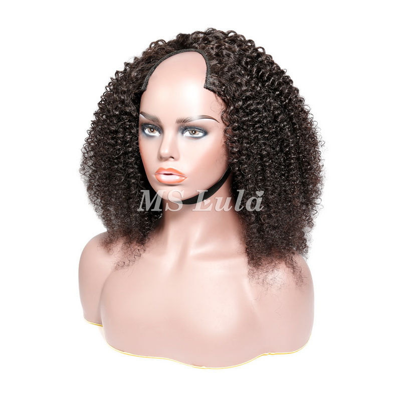 Virgin Human Hair Afro Kinky Curly V Part Wigs - 图片 10